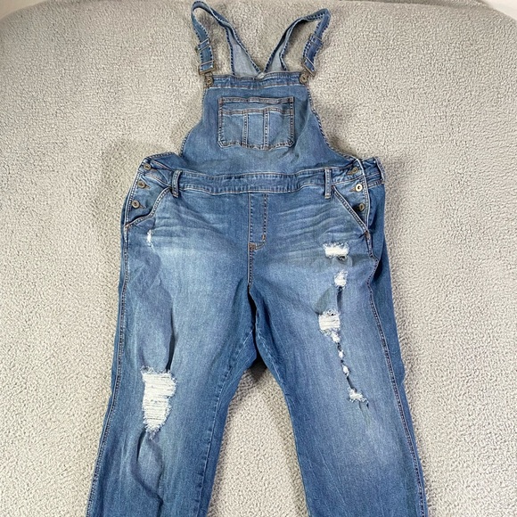 Torrid Denim Overalls Womens 22 Blue Jean Distressed Ankle